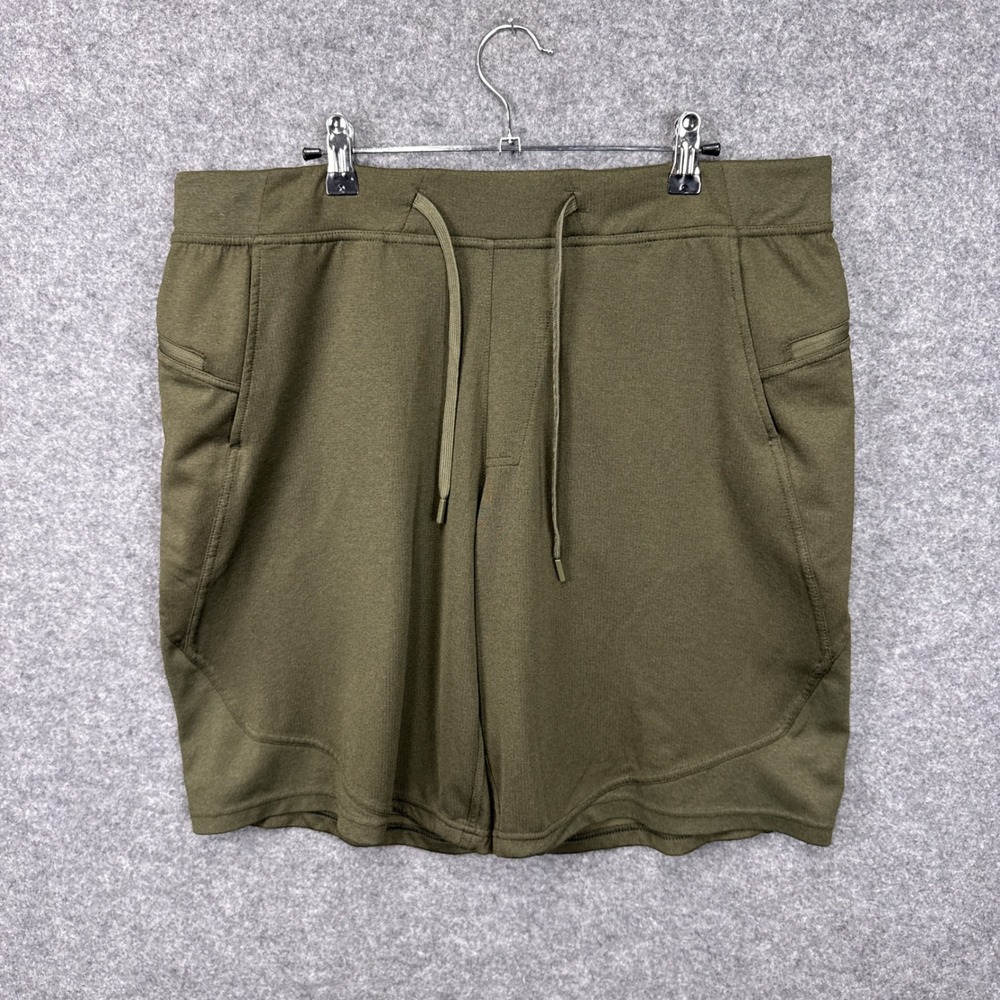 Hylete Mens XL Athletic Shorts Green Above-Knee Stretch Training Gym Pockets